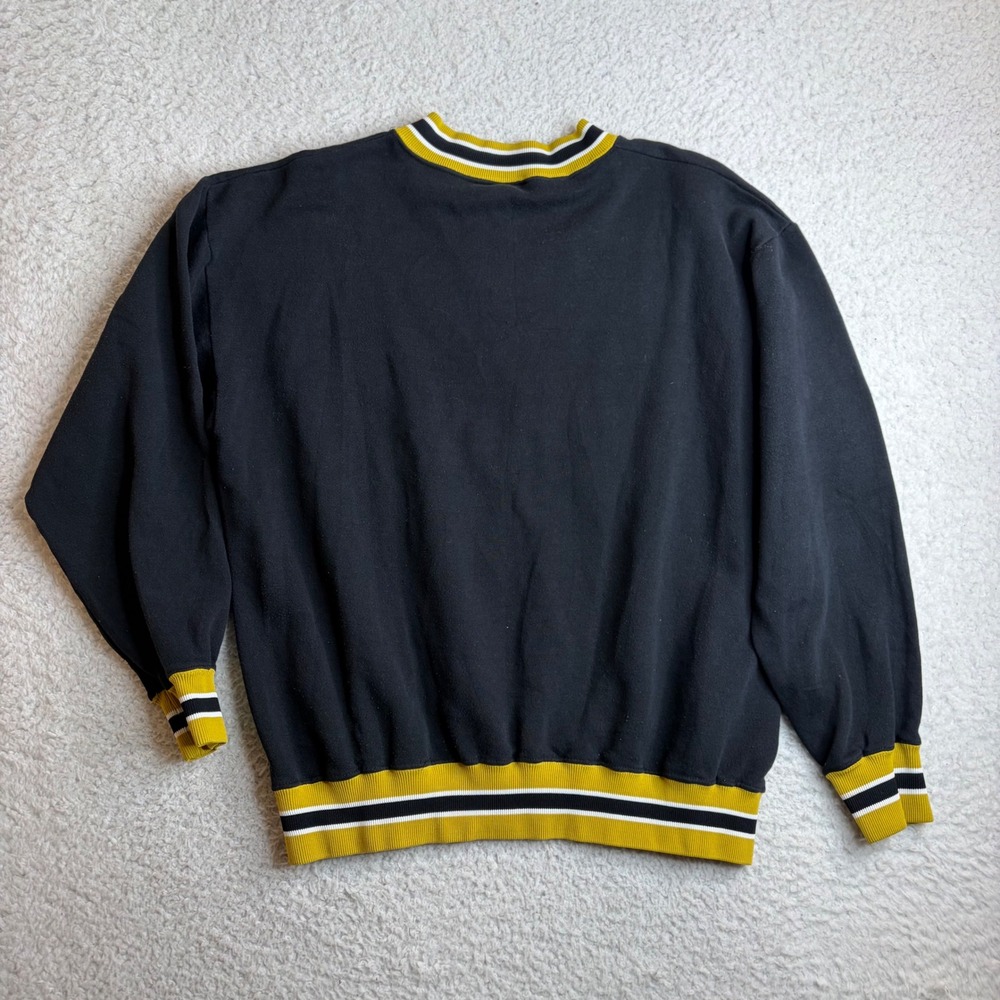 70S Vintage Russell Athletic Georgia Tech Sweatshirt XL Black Gold V-Neck NCAA - Picture 7 of 7